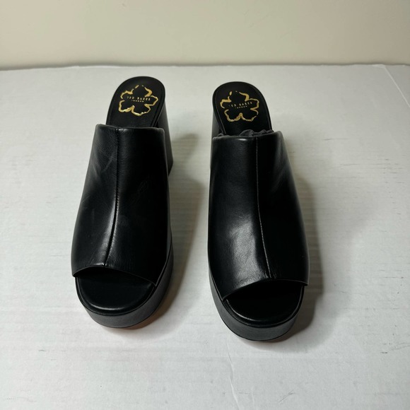 Ted Baker Black Deltino Leather Platform Mule NEW Size 10 US / 40 EU - Picture 2 of 9